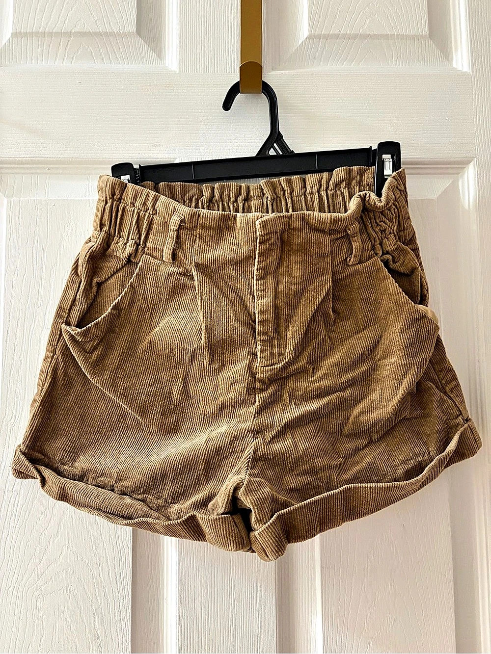 Cider Corduroy Paperbag Waist Shorts in Brown